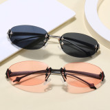 Retro Oval Rimless Gradient Shades Sunglasses