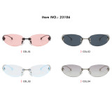 Retro Oval Rimless Gradient Shades Sunglasses