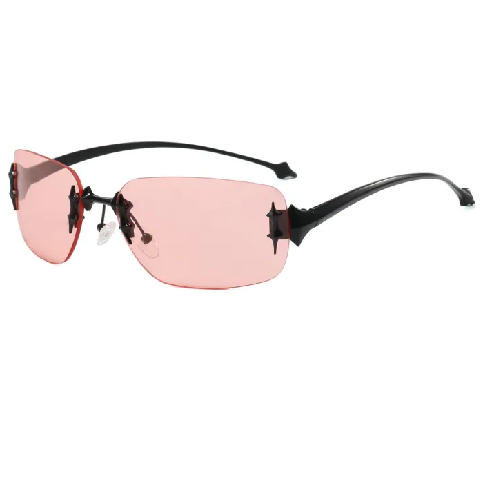 Retro Rimless Oval Rectangle Outdoor Vacation Photo Decorative Sunglasses