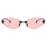 Retro Oval Rimless Gradient Shades Sunglasses