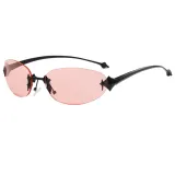 Retro Oval Rimless Gradient Shades Sunglasses