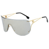 Oversized Rimless Flat Top One Piece Lens Shades Sunglasses
