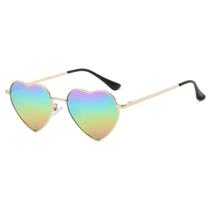 Cute Heart-Shaped Vintage Metal Sunglasses for Besties with Multi-Color Frames and Polarized Lenses