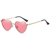 Cute Heart-Shaped Vintage Metal Sunglasses for Besties with Multi-Color Frames and Polarized Lenses