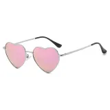 Cute Heart-Shaped Vintage Metal Sunglasses for Besties with Multi-Color Frames and Polarized Lenses