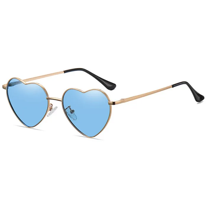 Cute Heart-Shaped Vintage Metal Sunglasses for Besties with Multi-Color Frames and Polarized Lenses