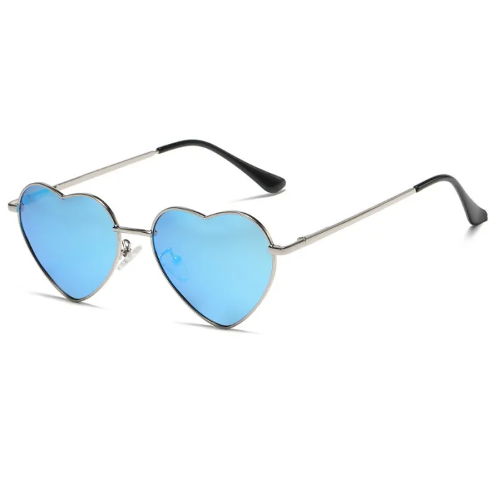 Cute Heart-Shaped Vintage Metal Sunglasses for Besties with Multi-Color Frames and Polarized Lenses