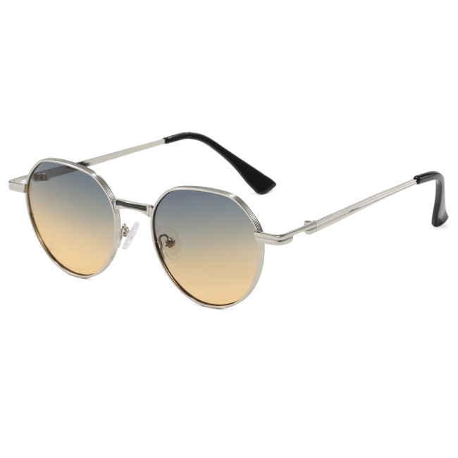 Retro Oval Metal Gradient UV400 Shades Sunglasses