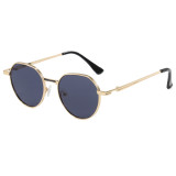 Retro Oval Metal Gradient UV400 Shades Sunglasses