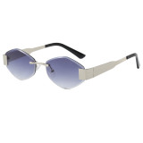 Retro Trendy Hexagon Rimless Shades Sunglasses