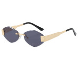 Retro Trendy Hexagon Rimless Shades Sunglasses