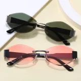 Retro Trendy Hexagon Rimless Shades Sunglasses