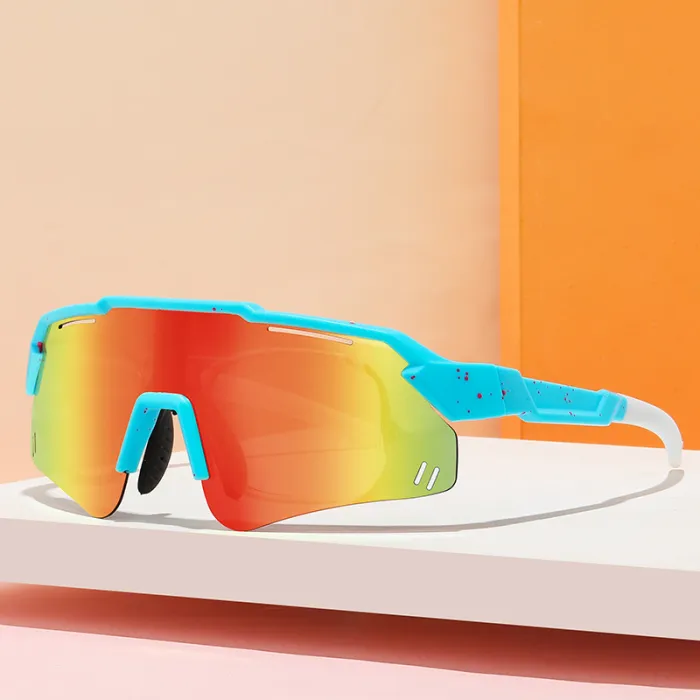 Kids Flat Top One Picec Lens Outdoor Shield Goggle Mirror Polarized Sunglasses