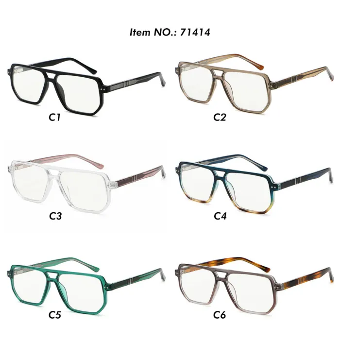 Oversized Square Double Bridge Stylish Blue Light Blocking Glasses