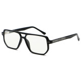 Oversized Square Double Bridge Stylish Blue Light Blocking Glasses