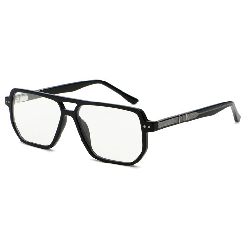 Oversized Square Double Bridge Stylish Blue Light Blocking Glasses