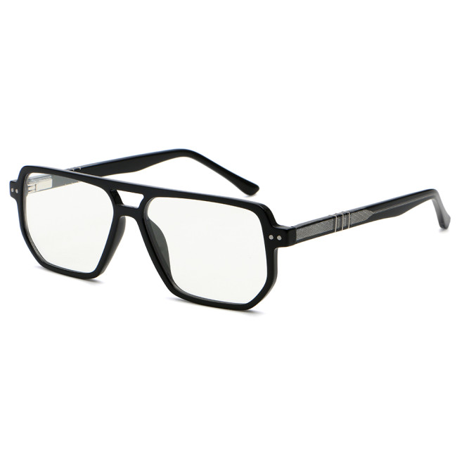 Oversized Square Double Bridge Stylish Blue Light Blocking Glasses