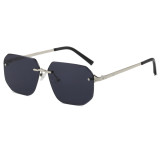 Diamond Cut Oversized Rimless Square Outdoor Holiday Sunglasses