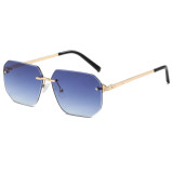 Diamond Cut Oversized Rimless Square Outdoor Holiday Sunglasses