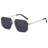 Diamond Cut Oversized Rimless Square Outdoor Holiday Sunglasses
