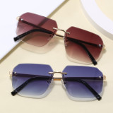 Diamond Cut Oversized Rimless Square Outdoor Holiday Sunglasses