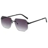 Diamond Cut Oversized Rimless Square Outdoor Holiday Sunglasses