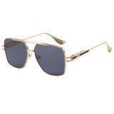 Square Double Bridges Gradient Metal Flat Top Shades Sunglasses