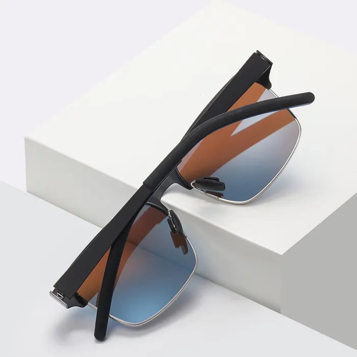Half Frame Square Photo Decorative UV400 Shades Driving Sunglasses