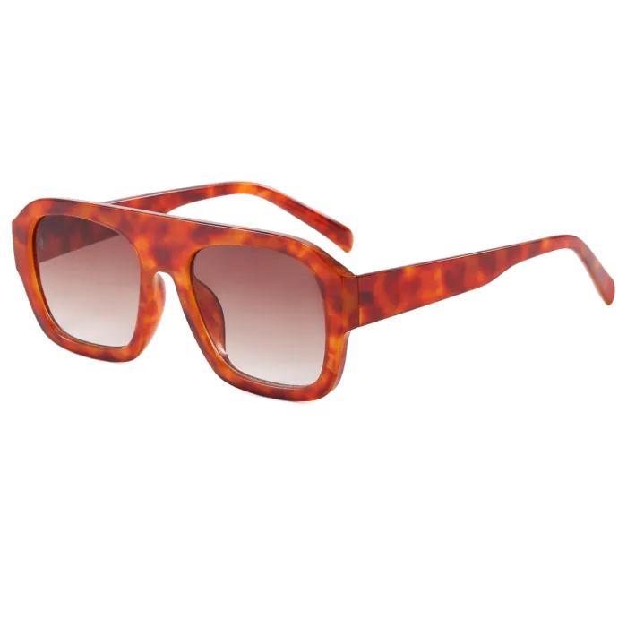 Retro Classic Square Pilot Flat Top UV400 Outdoor Vacation Sunglasses