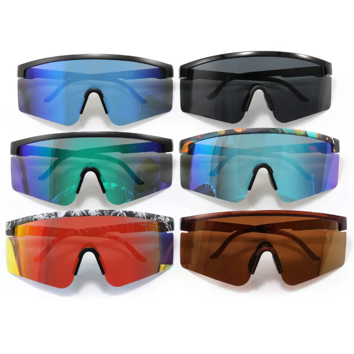 Rectangular One Piece Lenses Half Frame Polarized Sports Sunglasses