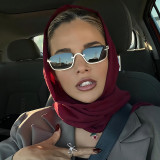 Retro Vintage Rectangle Women Half Frame Sunglasses