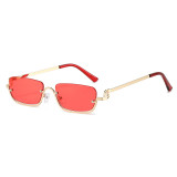 Retro Vintage Rectangle Women Half Frame Sunglasses