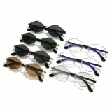Retro Trendy Hexagon Hipple Style Metal Shades Sunglasses