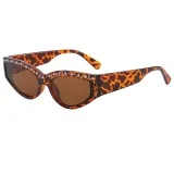 Retro Rectangle Cat Eye Rhinestone Travel Photo Decorative Sunglasses
