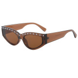 Retro Rectangle Cat Eye Rhinestone Travel Photo Decorative Sunglasses