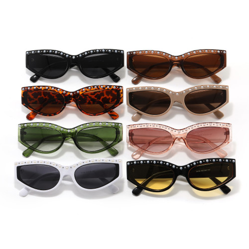 Retro Rectangle Cat Eye Rhinestone Travel Photo Decorative Sunglasses