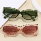 Retro Rectangle Cat Eye Rhinestone Travel Photo Decorative Sunglasses