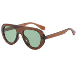 Retro Classic Round Pilot Flat Top UV400 Outdoor Vacation Sunglasses