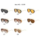 Retro Classic Round Pilot Flat Top UV400 Outdoor Vacation Sunglasses