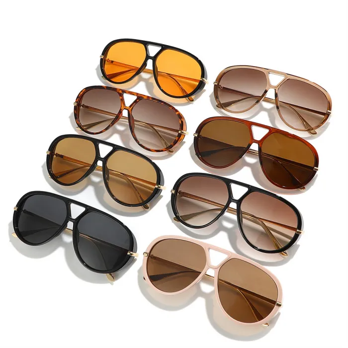 Retro Classic Round Pilot Flat Top UV400 Outdoor Vacation Sunglasses