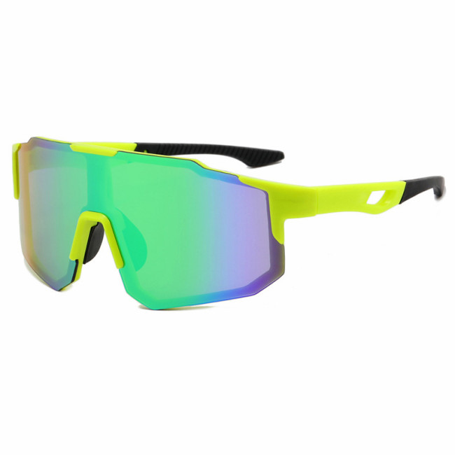 Oversized Men Flat Top Sports Outdoor Cycling Shield Mirror Sunglasses