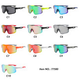 Oversized Men Flat Top Sports Outdoor Cycling Shield Mirror Sunglasses