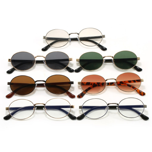  Retro Luxury Oval Metal Frame Sunglasses