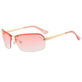 Retro Trendy Luxury Rimless Y2K Rectangle Shades Sunglasses