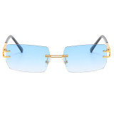 Retro Rimless Rectangle Trendy Outdoor Vacation Photo Decorative Sunglasses