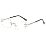 Retro Rimless Rectangle Trendy Outdoor Vacation Photo Decorative Sunglasses