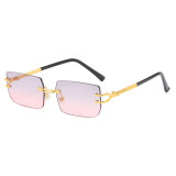 Retro Rimless Rectangle Trendy Outdoor Vacation Photo Decorative Sunglasses