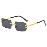 Retro Rimless Rectangle Trendy Outdoor Vacation Photo Decorative Sunglasses