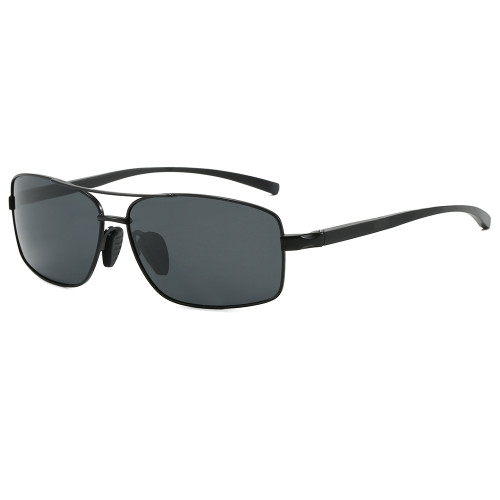 Retro Rectangle Double Bridge Metal Shades Sunglasses