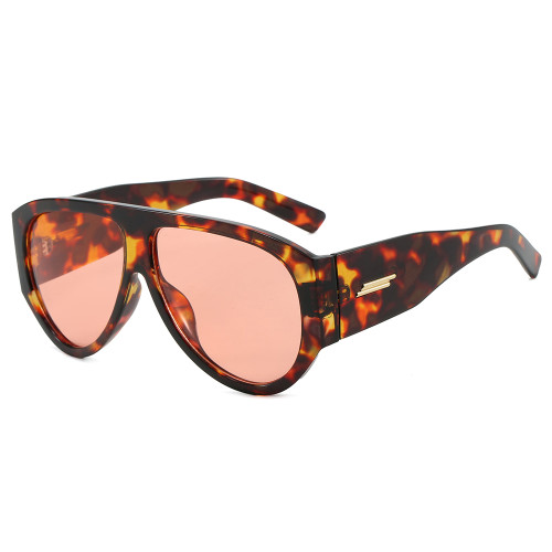 Oversized Oval Flat Top UV400 Outdoor Vacation Sunglasses
